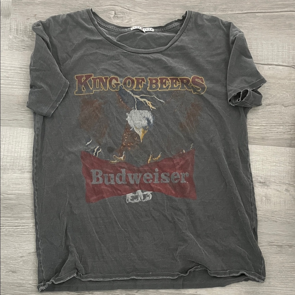 Junk Food Clothing Gray "King of Beers" Budweiser Eagle Tee